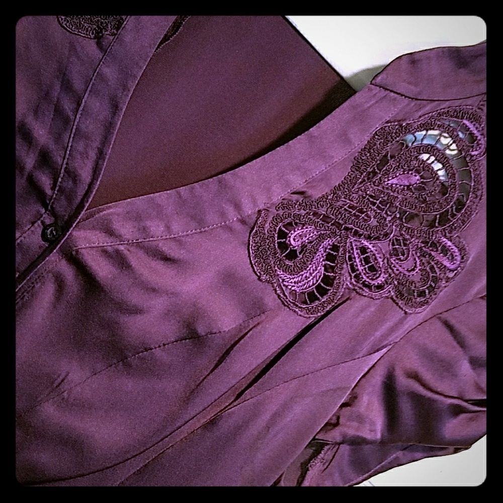 Bebe embroidered silk blouse